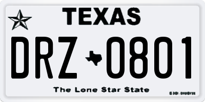 TX license plate DRZ0801
