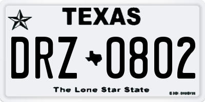 TX license plate DRZ0802