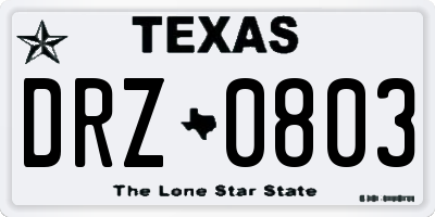 TX license plate DRZ0803