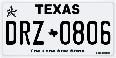 TX license plate DRZ0806