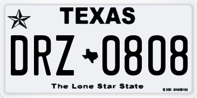 TX license plate DRZ0808