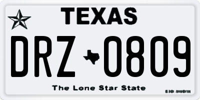 TX license plate DRZ0809