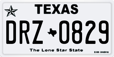 TX license plate DRZ0829