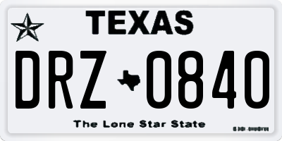 TX license plate DRZ0840