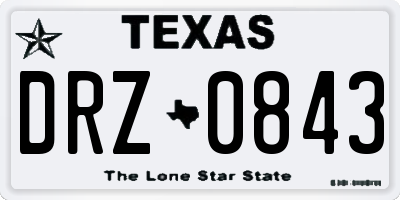 TX license plate DRZ0843