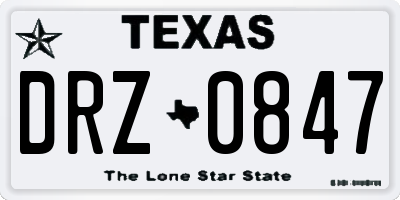 TX license plate DRZ0847