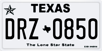 TX license plate DRZ0850