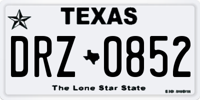 TX license plate DRZ0852