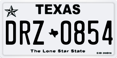 TX license plate DRZ0854
