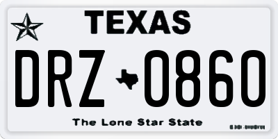 TX license plate DRZ0860
