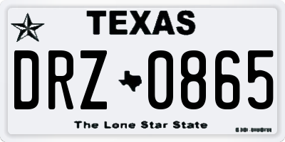 TX license plate DRZ0865