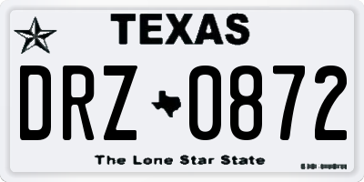 TX license plate DRZ0872