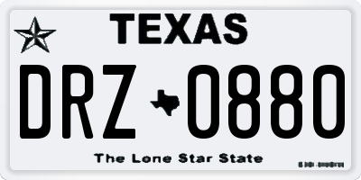 TX license plate DRZ0880