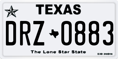 TX license plate DRZ0883