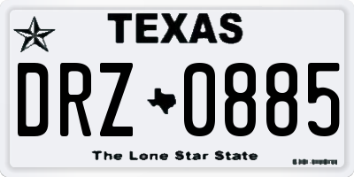 TX license plate DRZ0885