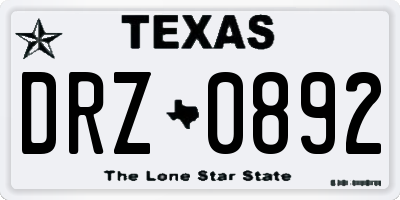 TX license plate DRZ0892