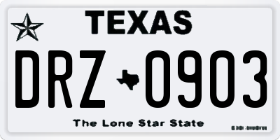 TX license plate DRZ0903