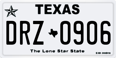 TX license plate DRZ0906