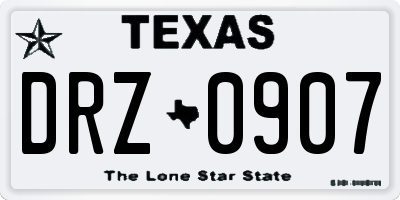 TX license plate DRZ0907