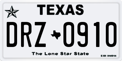 TX license plate DRZ0910