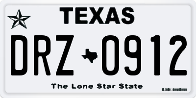 TX license plate DRZ0912