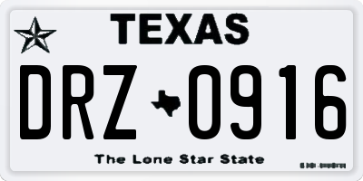 TX license plate DRZ0916