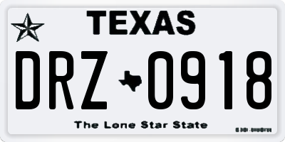 TX license plate DRZ0918