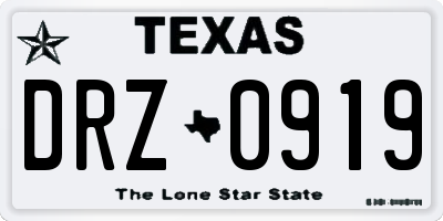 TX license plate DRZ0919