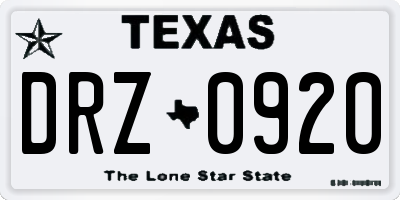 TX license plate DRZ0920