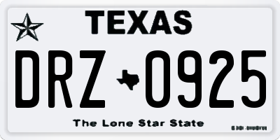TX license plate DRZ0925