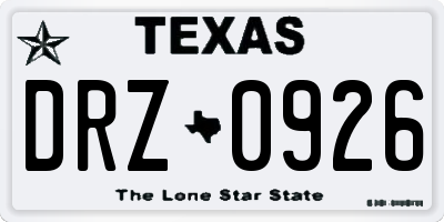 TX license plate DRZ0926