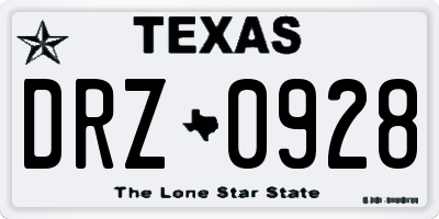 TX license plate DRZ0928