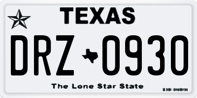 TX license plate DRZ0930