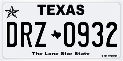 TX license plate DRZ0932
