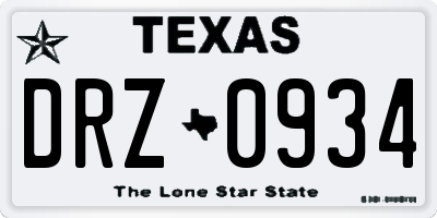 TX license plate DRZ0934