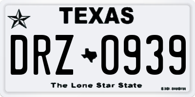 TX license plate DRZ0939