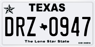 TX license plate DRZ0947
