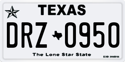 TX license plate DRZ0950