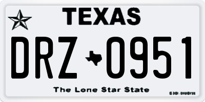 TX license plate DRZ0951