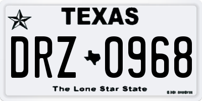 TX license plate DRZ0968