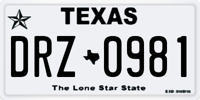 TX license plate DRZ0981