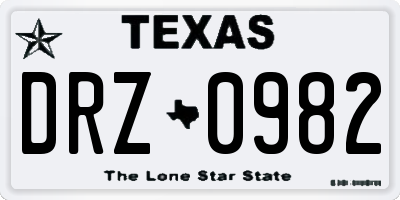 TX license plate DRZ0982