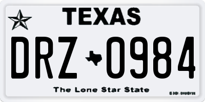 TX license plate DRZ0984