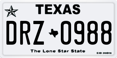 TX license plate DRZ0988