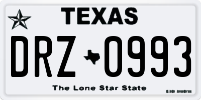 TX license plate DRZ0993