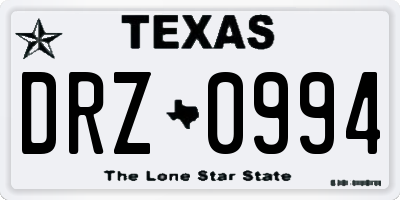 TX license plate DRZ0994