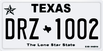 TX license plate DRZ1002