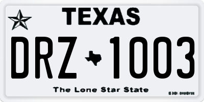 TX license plate DRZ1003