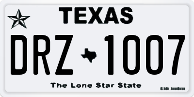 TX license plate DRZ1007