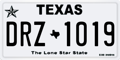 TX license plate DRZ1019